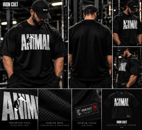 IRON CULT ANIMAL mesh pump cover modeled, front and clean back views