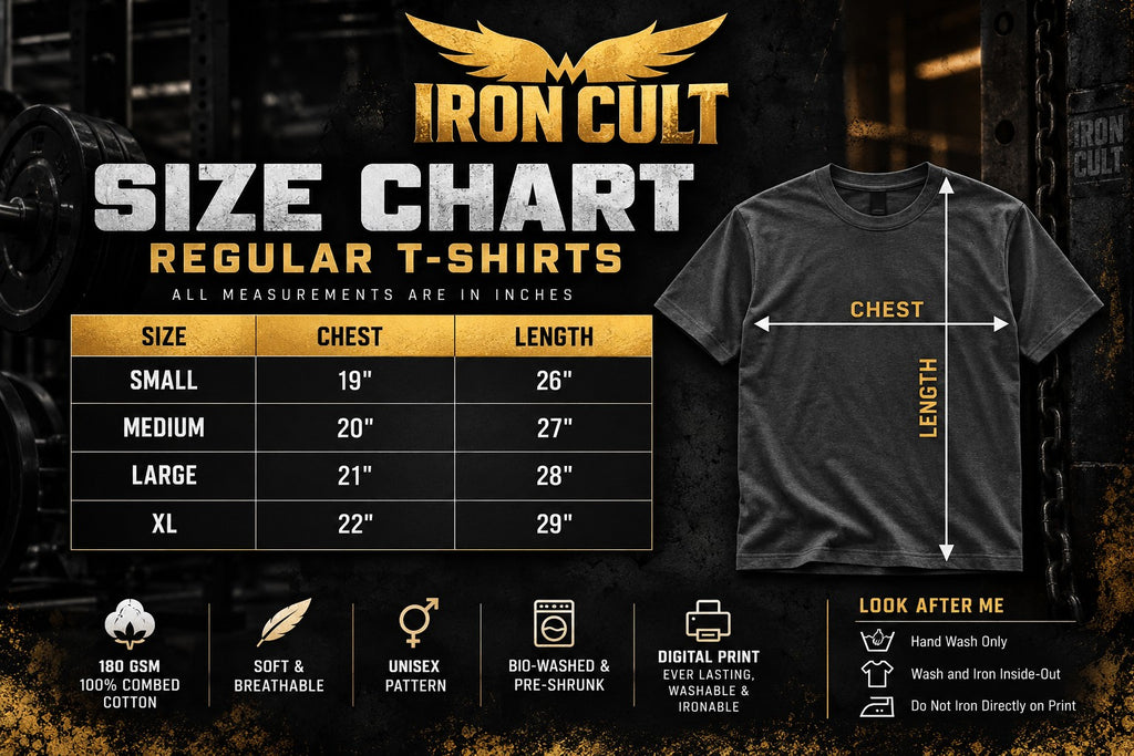 IRON CULT regular tee size chart