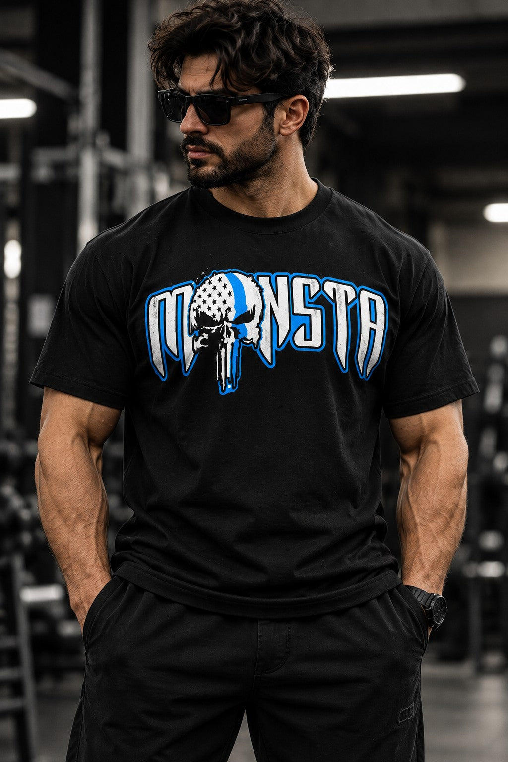 IRON CULT Never Back Down regular muscle-fit tee, front model view