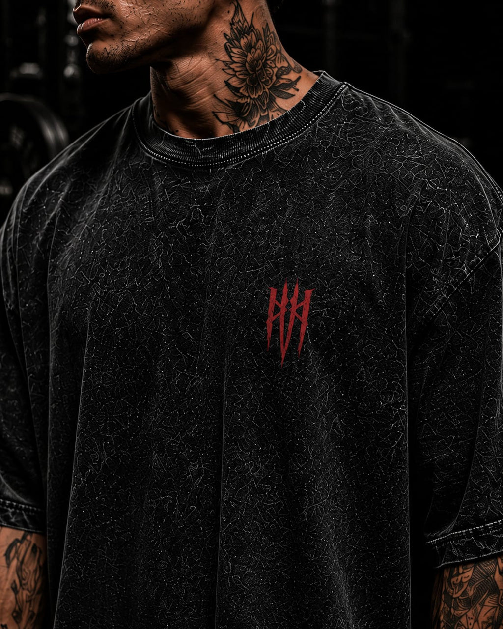 IRON CULT "SHADOW REIGN" Oversized Acid Wash Tee – Vintage Black