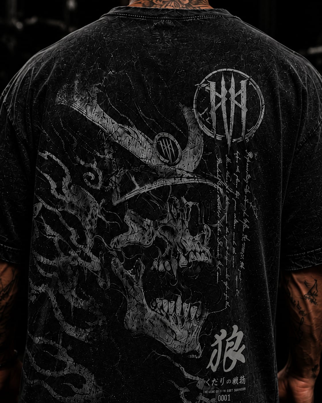 IRON CULT "SHADOW REIGN" Oversized Acid Wash Tee – Vintage Black