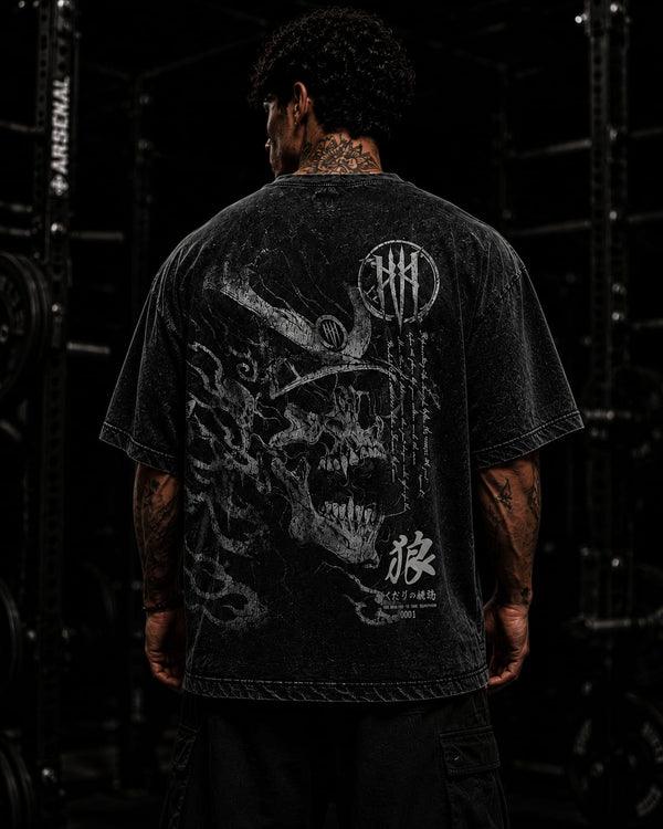 IRON CULT "SHADOW REIGN" Oversized Acid Wash Tee – Vintage Black alternate view
