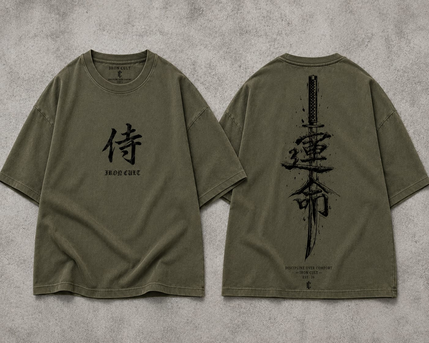 IRON CULT "SAMURAI DISCIPLINE" Oversized Tee – Vintage Black