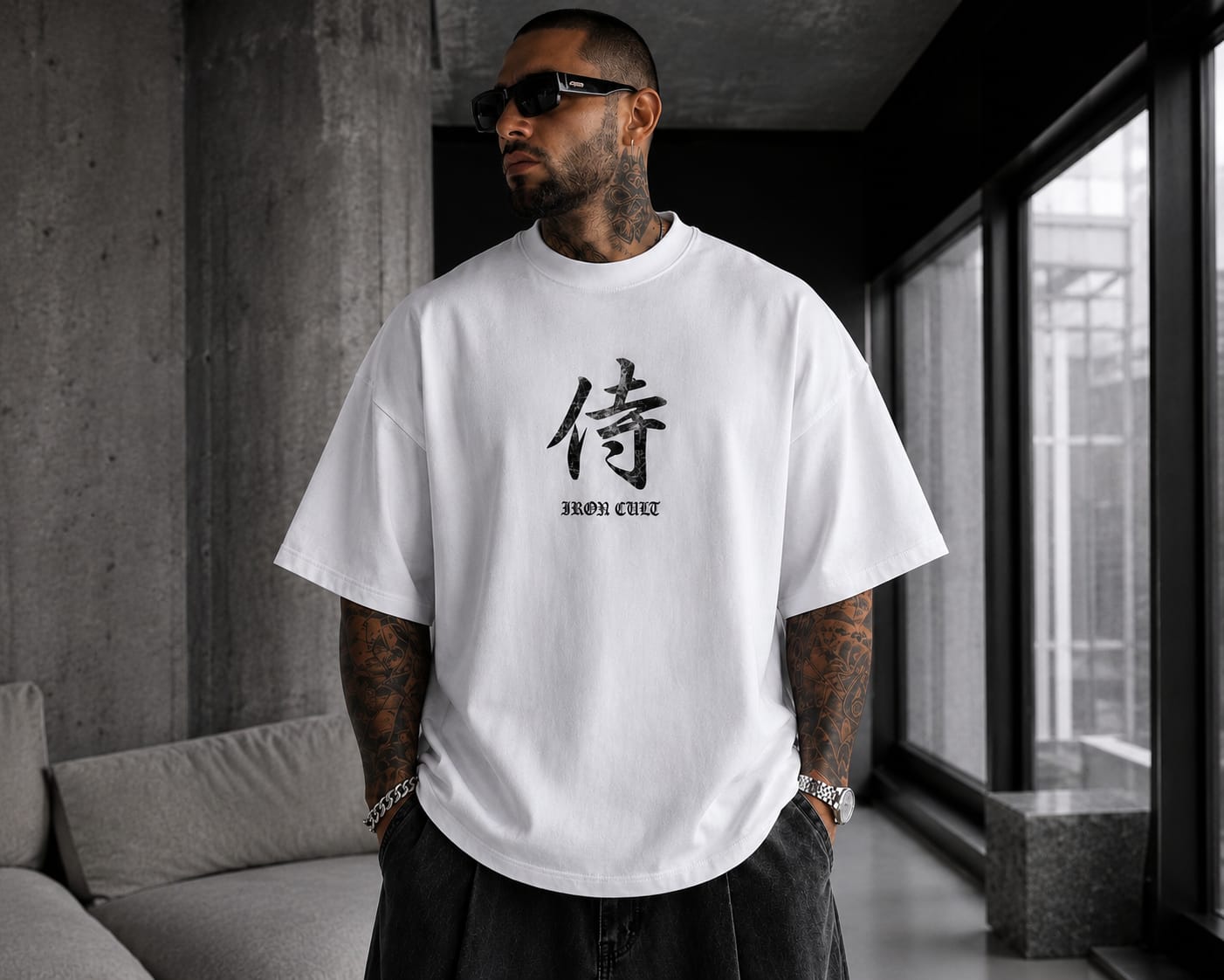 IRON CULT "SAMURAI DISCIPLINE" Oversized Tee – Vintage Black