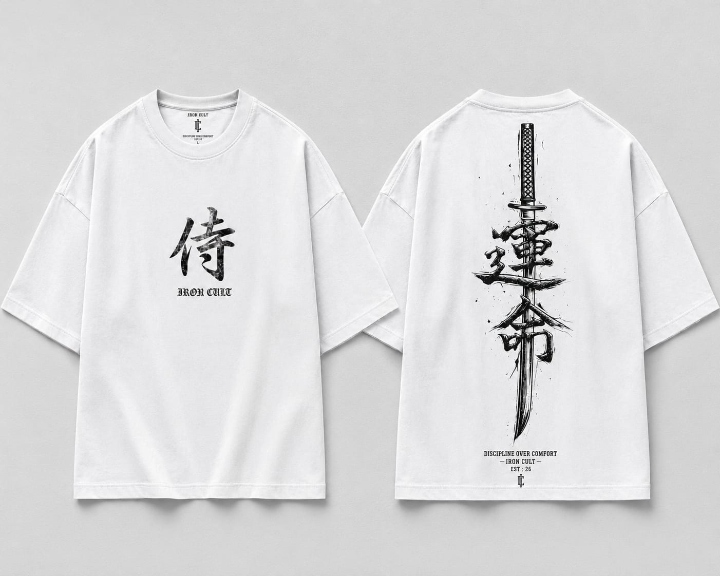 IRON CULT "SAMURAI DISCIPLINE" Oversized Tee – Vintage Black