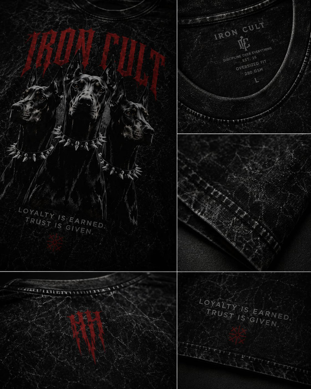 IRON CULT "LOYALTY" Oversized Acid Wash Tee – Vintage Black