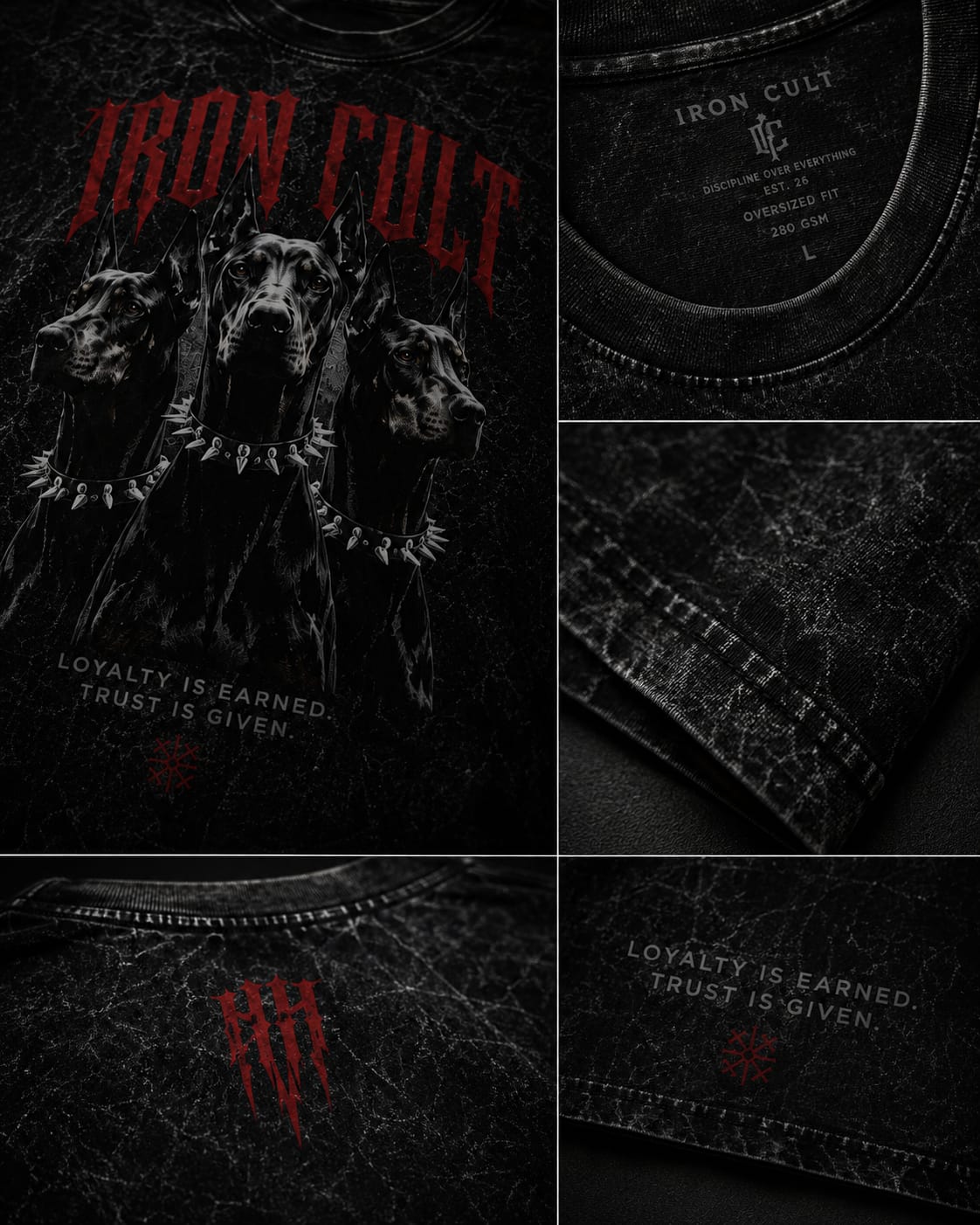 IRON CULT "LOYALTY" Oversized Acid Wash Tee – Vintage Black