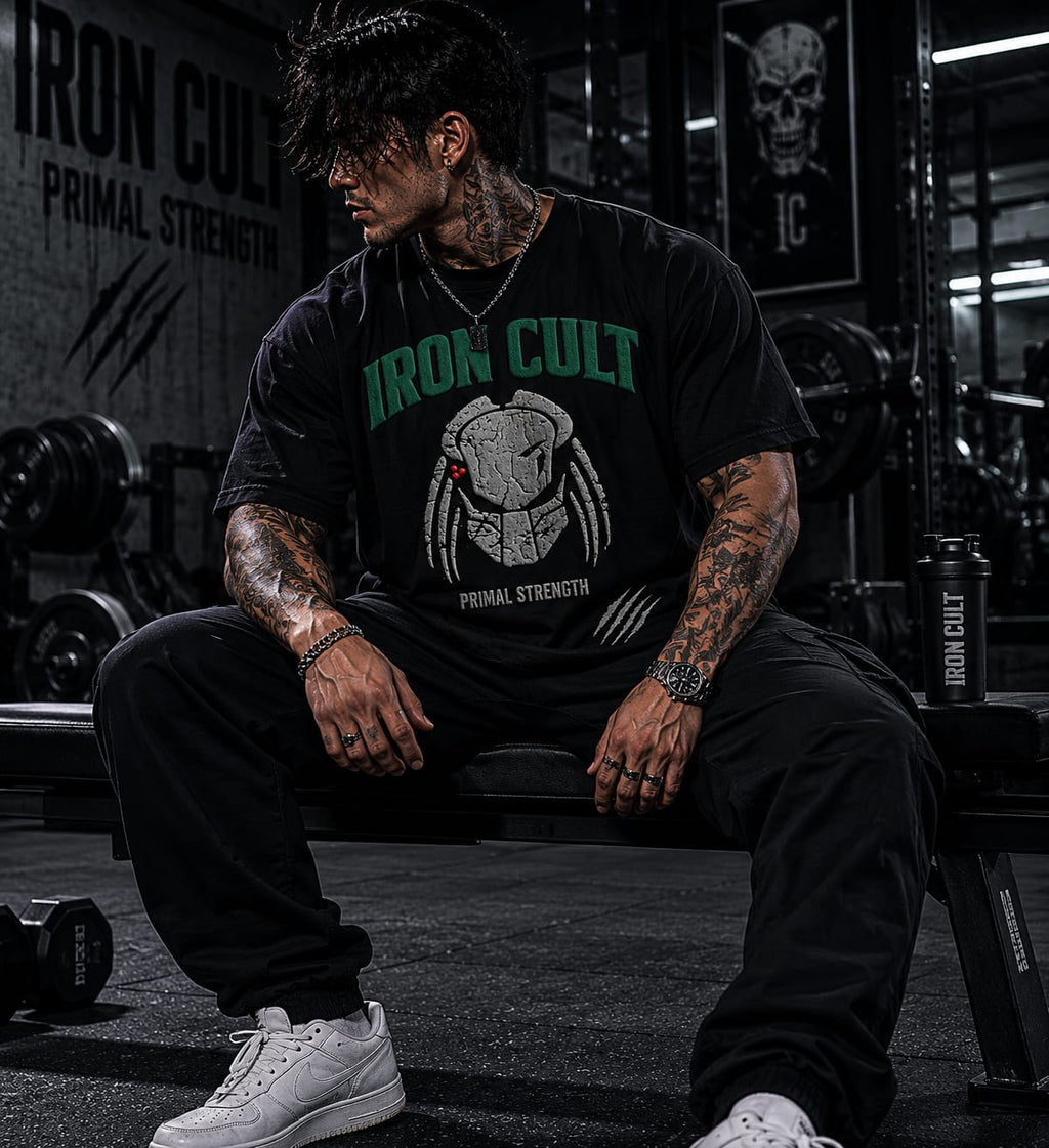 IRON CULT "PRIMAL STRENGTH" Oversized Tee – Vintage Black