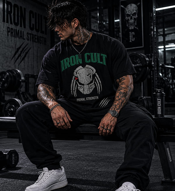 IRON CULT "PRIMAL STRENGTH" Oversized Tee – Vintage Black alternate view