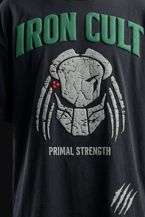 IRON CULT "PRIMAL STRENGTH" Oversized Tee – Vintage Black