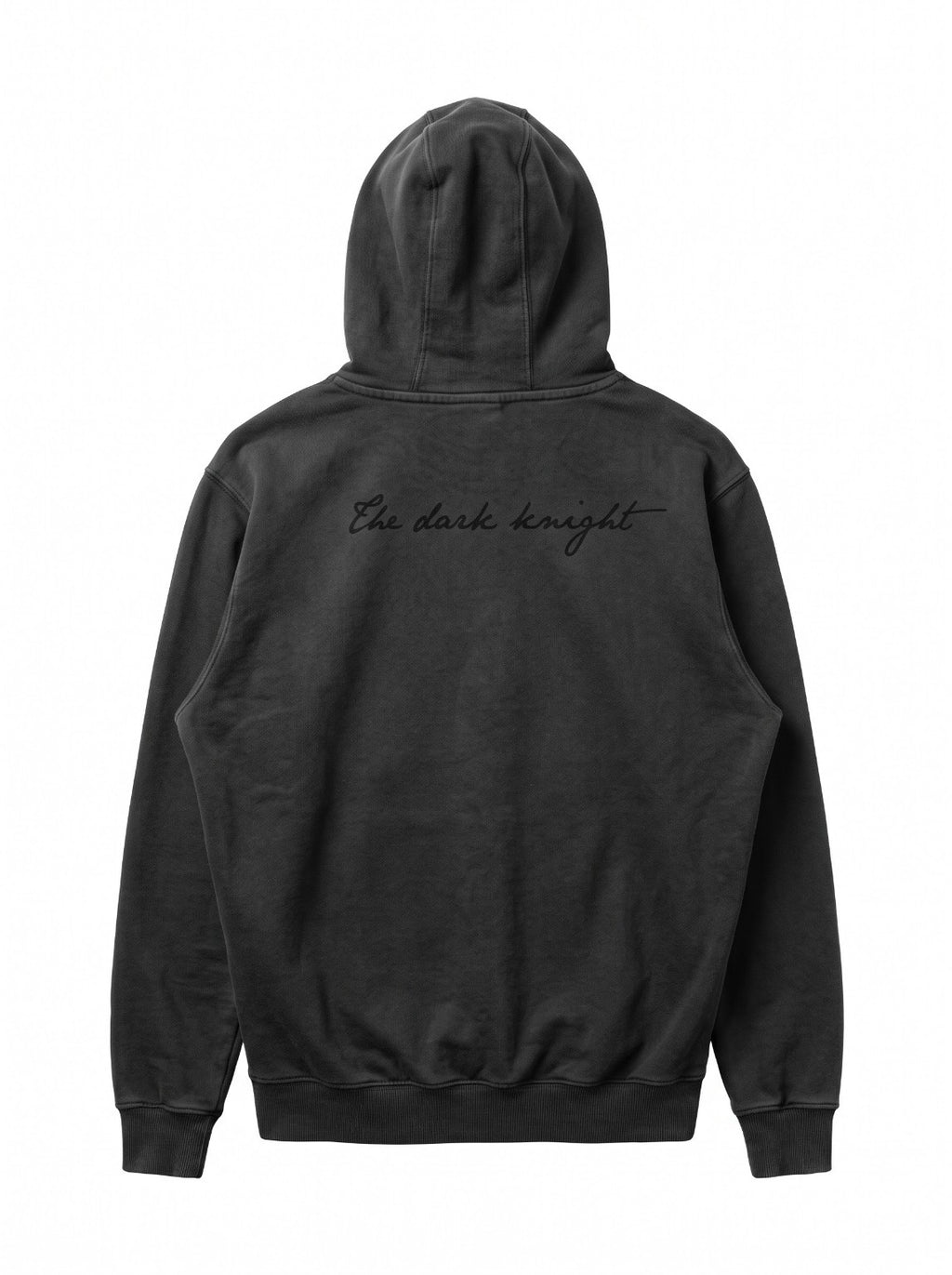 IRON CULT Dark Knight charcoal hoodie back script print