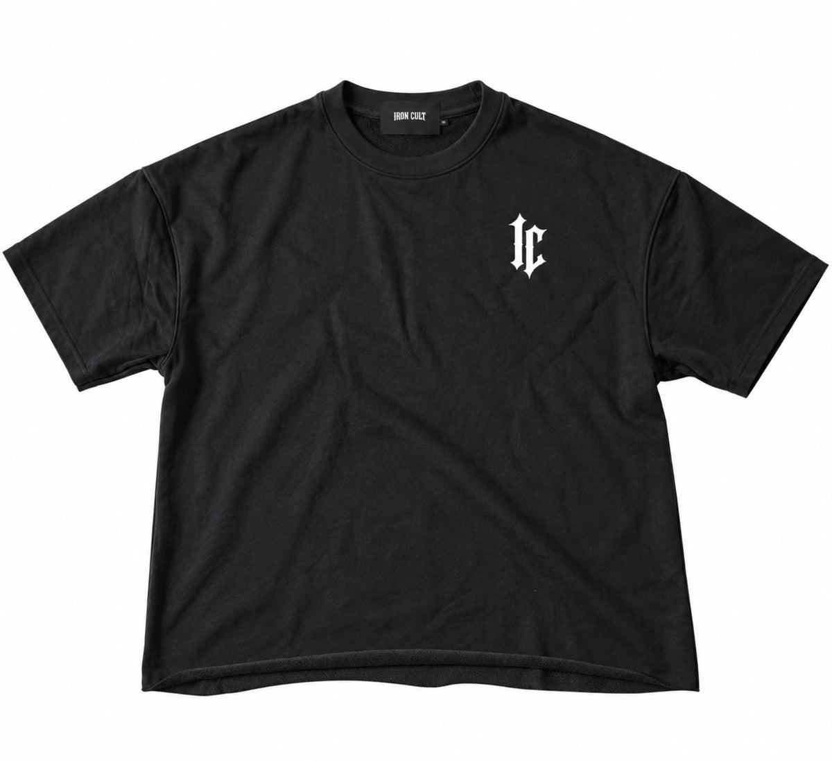 Iron Cult Dark Knight heavyweight tee front view on white background