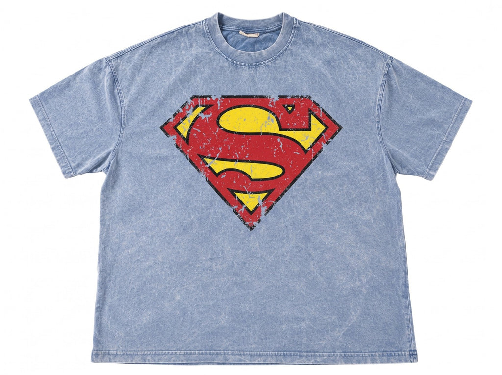 Light blue acid-wash tee front product photo
