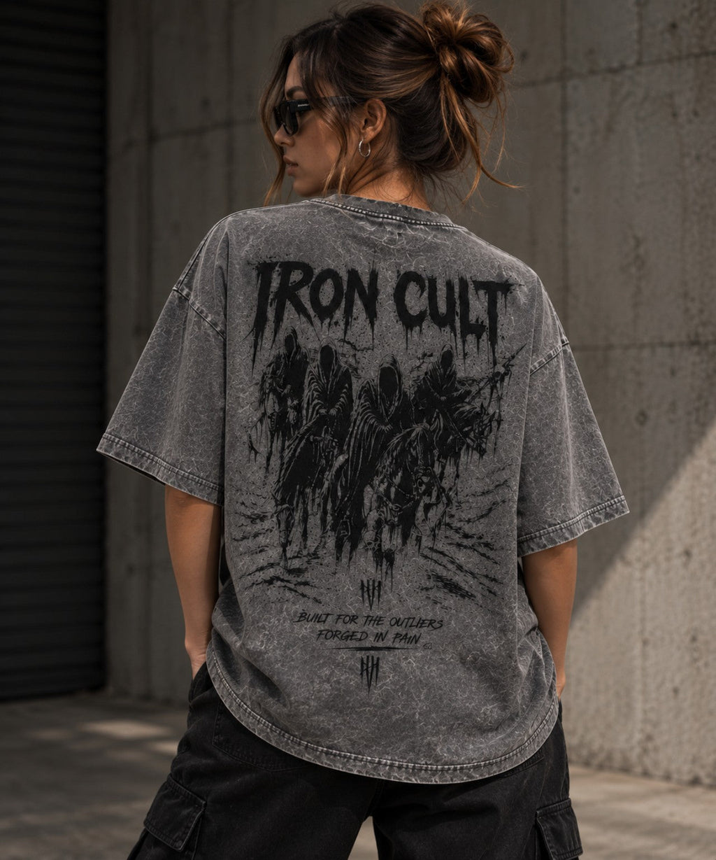 IRON CULT Iron Fist Oversized Tee unisex tee on female model