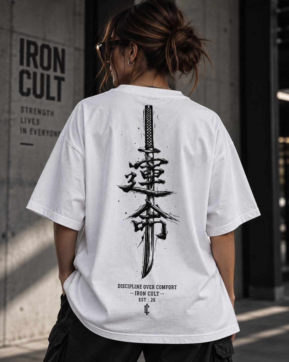 IRON CULT undefined unisex tee on female model
