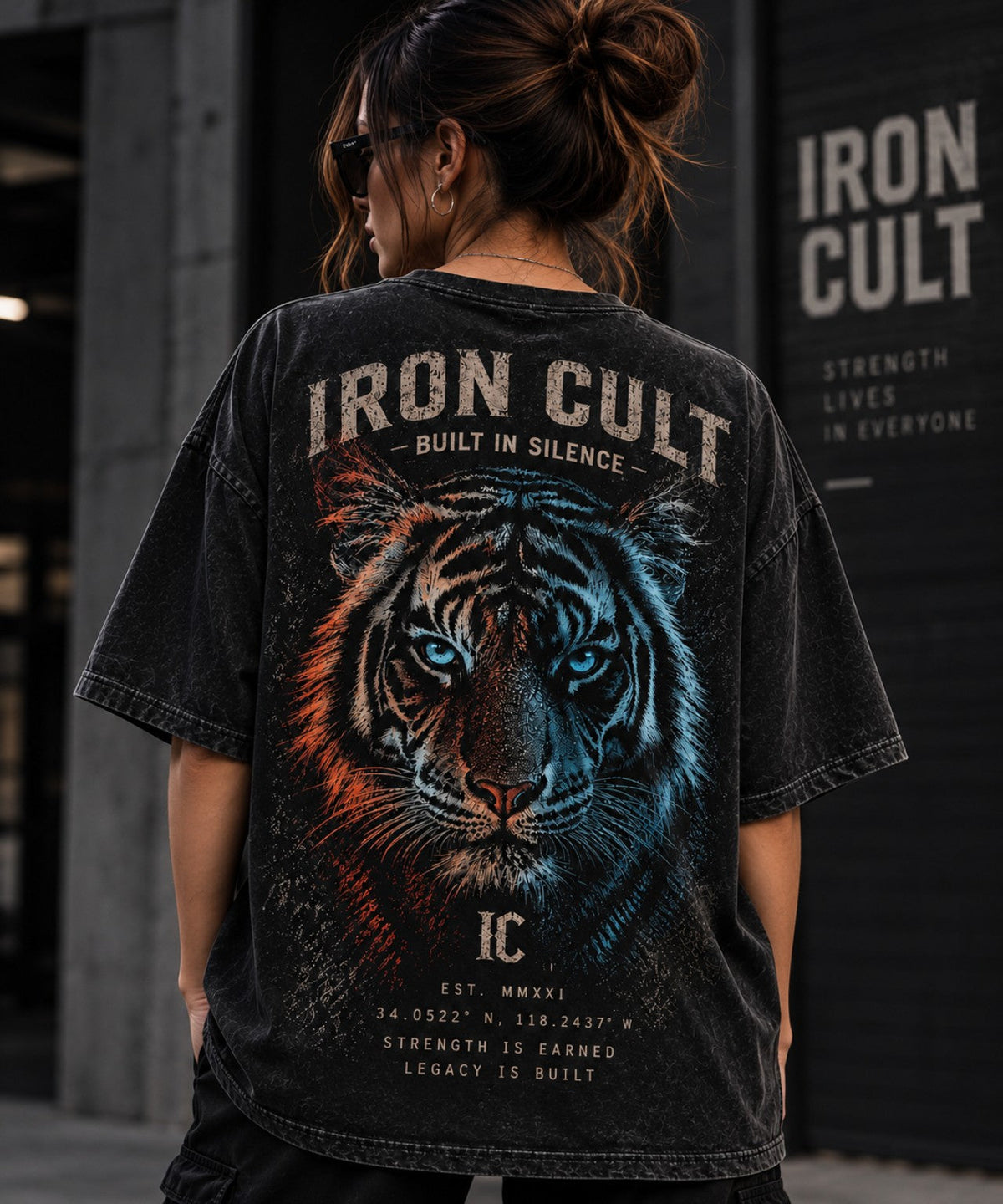 IRON CULT undefined unisex tee on female model