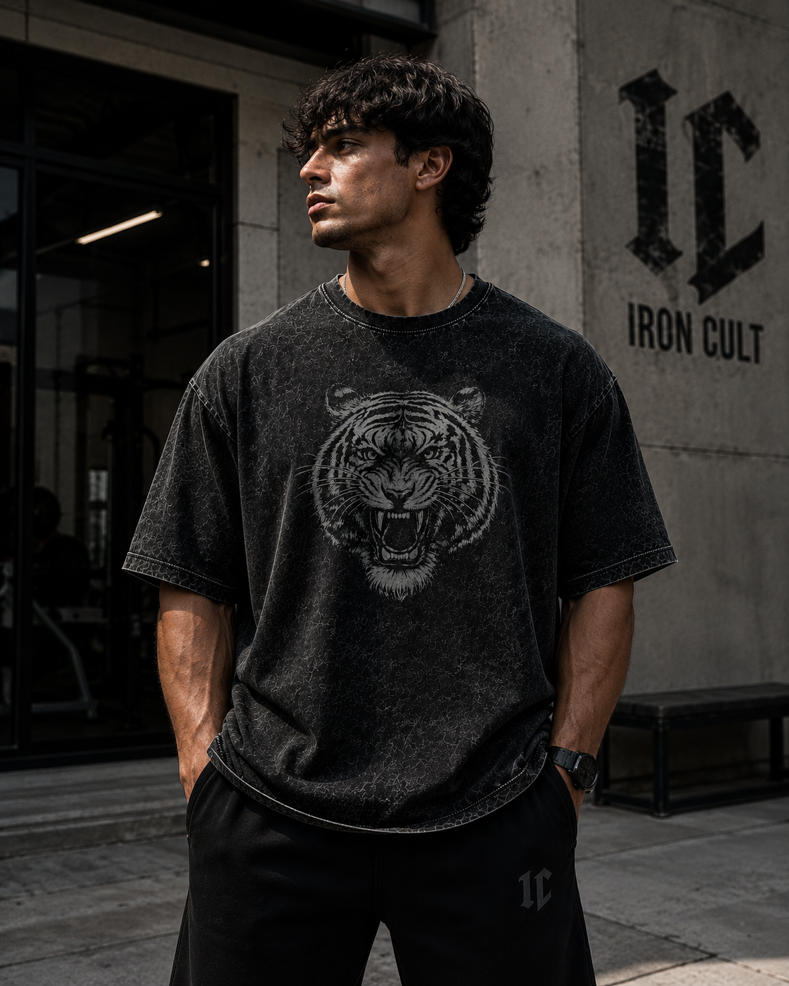 Iron Cult Roaring Tiger Stone Wash Oversized Tee