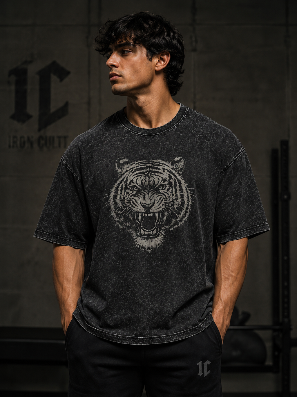 Iron Cult Roaring Tiger Stone Wash Oversized Tee