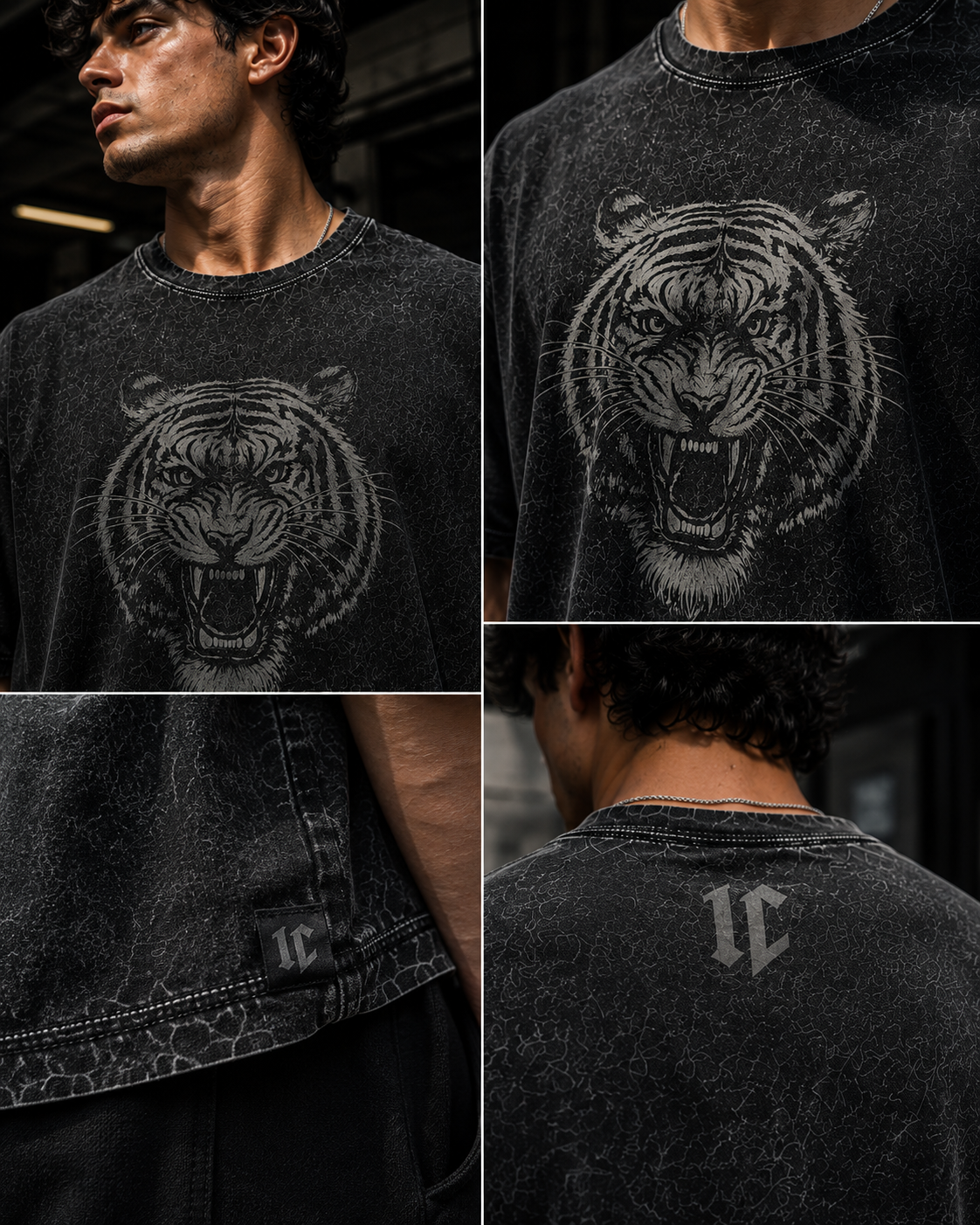 Iron Cult Roaring Tiger Stone Wash Oversized Tee
