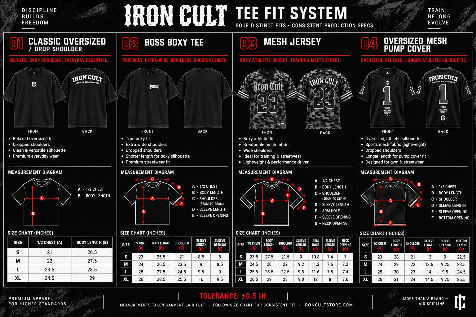Iron Cult Size Guide